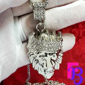 *NEW!* 18K White Gold King Leo Pendant and Chain